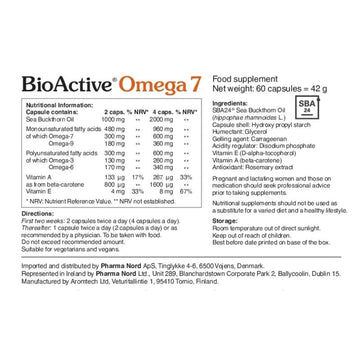 Pharmanord BioActive Omega 7 1000mg Capsules 60 Pack - O'Sullivans Pharmacy - Vitamins - 5709976096202