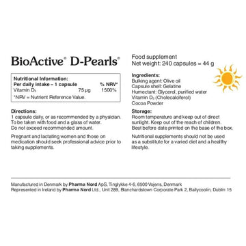 Pharmanord BioActive Vitamin D 75mcg Pearls 240 Pack - O'Sullivans Pharmacy - Vitamins - 5709976127609