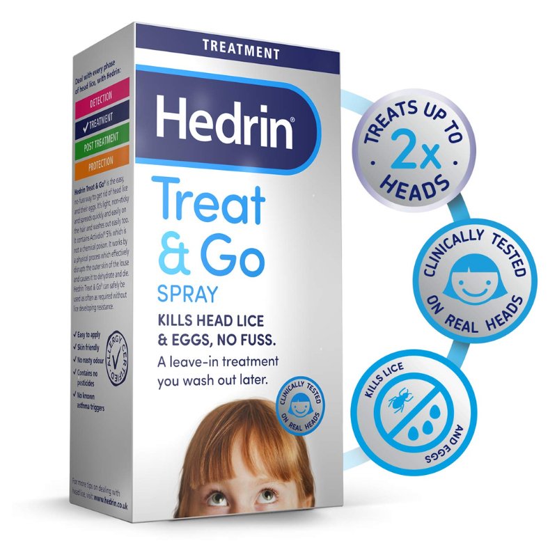 Hedrin Treat and Go Spray 60ml Head Lice Treatment