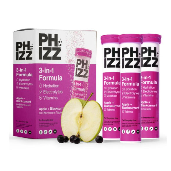 Phizz Apple & Blackcurrant Hydration & Multivitamin 60 Tablets - O'Sullivans Pharmacy - Vitamins - 5060447850168