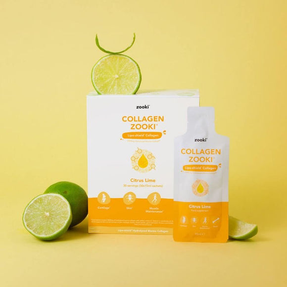 Zooki Collagen Citrus Lime 5000mg 14 x 15ml Sachets - O'Sullivans Pharmacy - Vitamins - 5060518930485