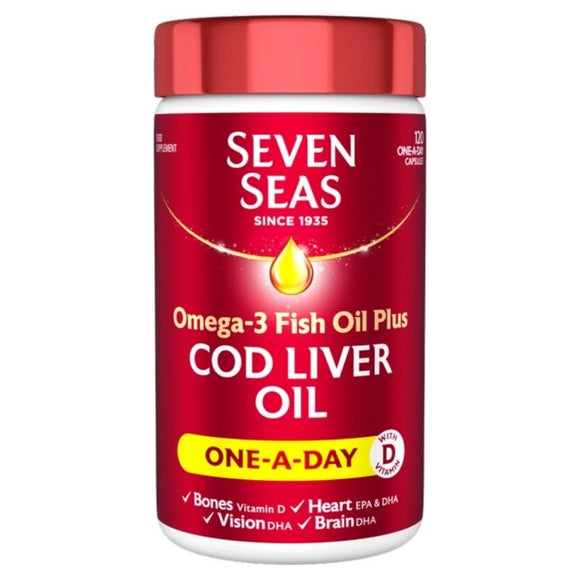Seven Seas Pure Cod Liver Oil One A Day Capsules 120 Pack - O'Sullivans Pharmacy - Vitamins -