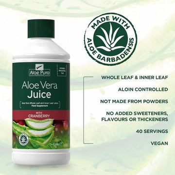 Aloe Pura Cranberry & Aloe Vera Juice 1 Litre - O'Sullivans Pharmacy - Vitamins - 5029354000752