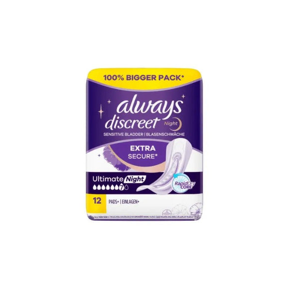 Always Discreet Incontinence Ultimate Night 12 Pack - O'Sullivans Pharmacy