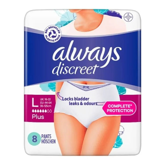 Always Discreet Pants Plus Large 8 Pack - O'Sullivans Pharmacy