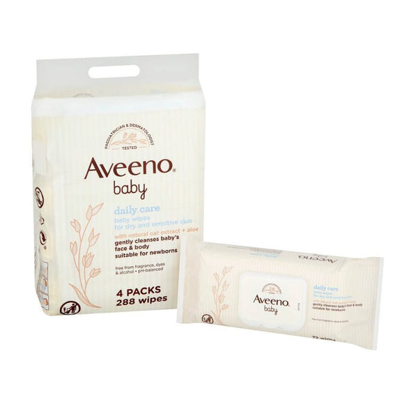 Aveeno Baby Daily Care Baby Daily Care Wipes 72 x 4 Pack - O'Sullivans Pharmacy - Mother & Baby - 3574661522210