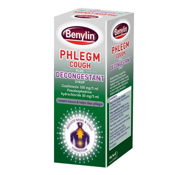 Benylin Phlegm Cough Plus Decongestant Syrup 100ml - O'Sullivans Pharmacy - Medicines & Health - 3574660684216