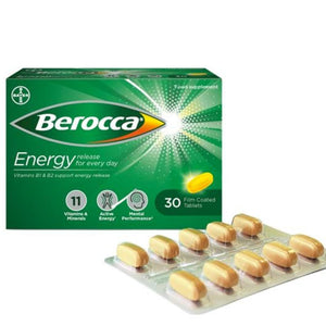 Berocca Energy Film Coated Tablets 30 Pack - O'Sullivans Pharmacy - Vitamins - 5010605402555