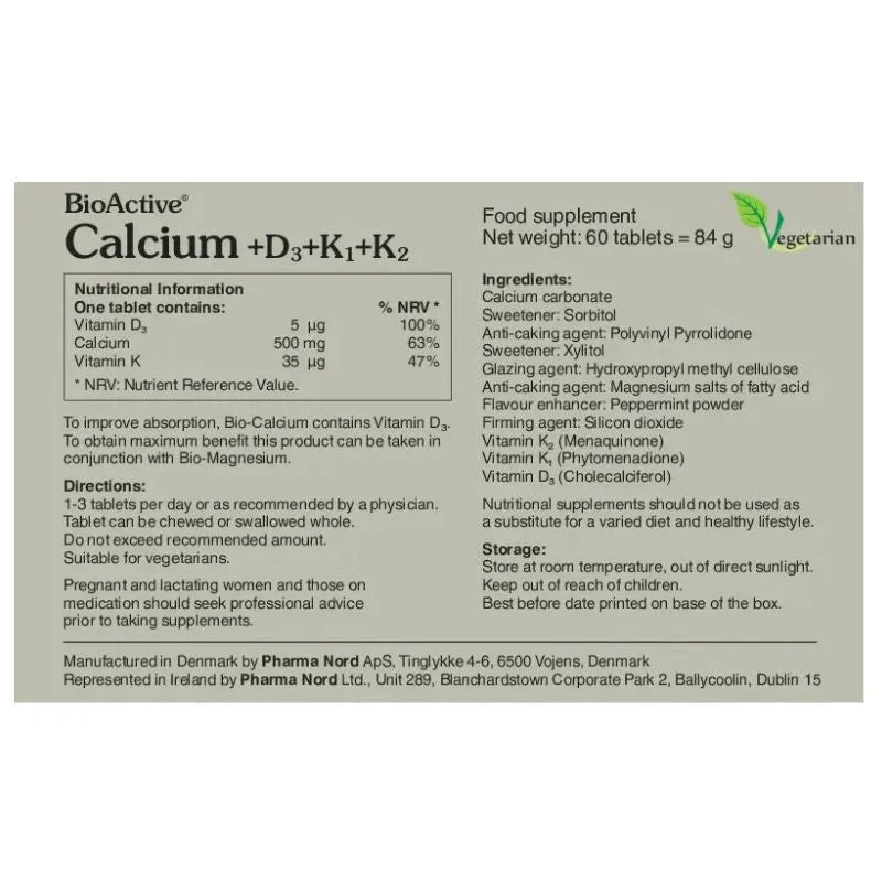 BioActive Calcium+D3+K1+K2 Tablets 60 Pack | O'Sullivans