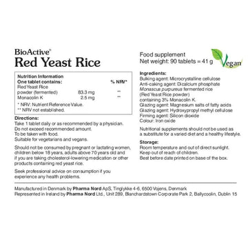 BioActive Red Yeast Rice Tablets 90 Pack - O'Sullivans Pharmacy