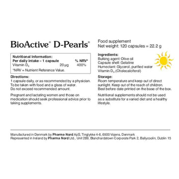 Pharmanord BioActive Vitamin D 20mcg Pearls 120 Pack - O'Sullivans Pharmacy - Vitamins - 5709976137301
