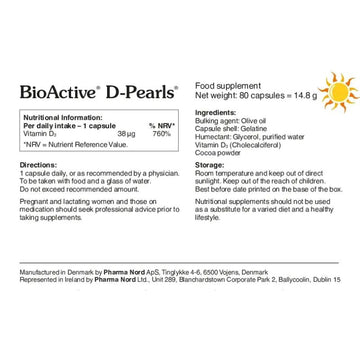 Pharmanord Bio Active Vitamin D 38mcg Pearls 80 Pack - O'Sullivans Pharmacy - Vitamins -