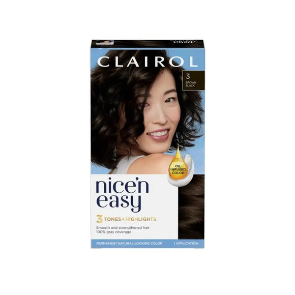 Clairol Nice n Easy 3 Brown Black Permanent Hair Dye - O'Sullivans Pharmacy