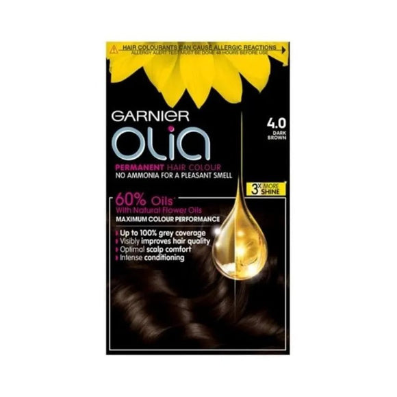 Garnier Olia 4.0 Dark Brown Permanent Hair Colour - O'Sullivans Pharmacy