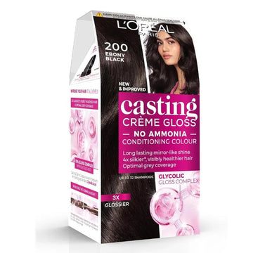 L'Oreal Casting Creme Gloss 200 Ebony Black Hair Colour - O'Sullivans Pharmacy
