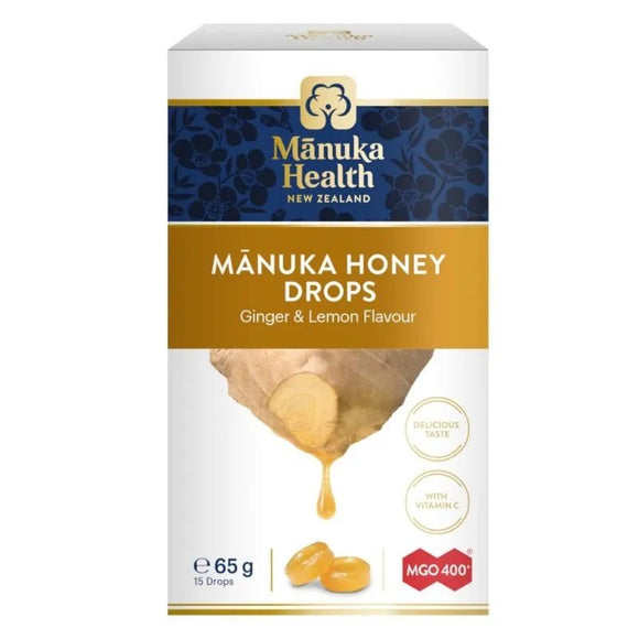 Manuka Health Honey Drops with Ginger & Lemon 15 Drops - O'Sullivans Pharmacy