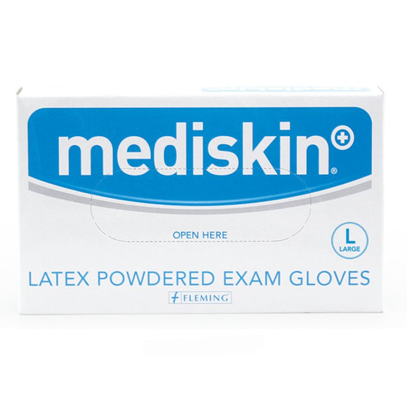 Mediskin Latex Gloves Lightly Powdered Large 100 Pack - O'Sullivans Pharmacy - Medicines & Health - 5099390403015