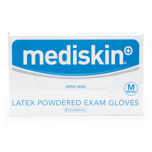 Mediskin Latex Gloves Lightly Powdered Medium 100 Pack - O'Sullivans Pharmacy - Medicines & Health - 5099390403008