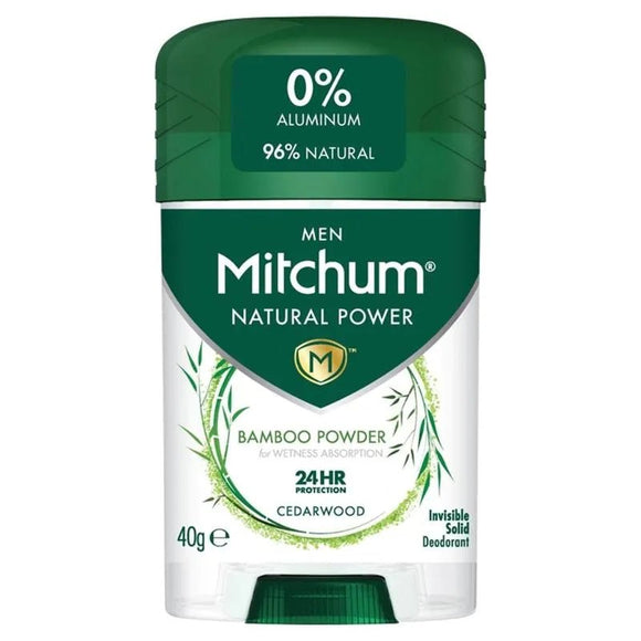 Mitchum for Men Bamboo Powder Cedarwood Stick Deodorant 40g - O'Sullivans Pharmacy