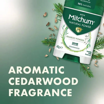 Mitchum for Men Bamboo Powder Cedarwood Stick Deodorant 40g - O'Sullivans Pharmacy