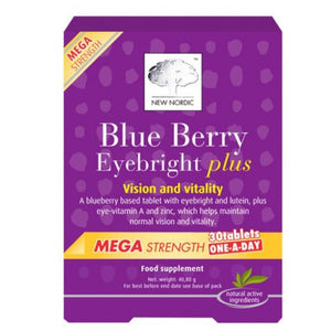 New Nordic Blue Berry Plus Mega Strength 30 Tablets - O'Sullivans Pharmacy - Vitamins - 5021807447015