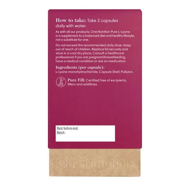 One Nutrition Pure L - Lysine 60 Capsules - O'Sullivans Pharmacy
