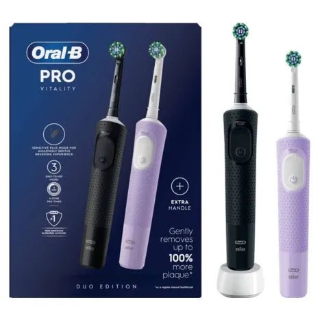 Oral B Vitality Pro Black & Lilac Electric Toothbrush Duo Pack - O'Sullivans Pharmacy