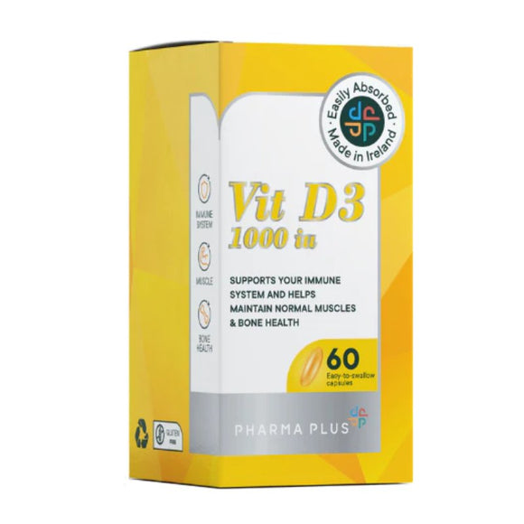 Pharma Plus Vitamin D3 1000 IU 60 Capsules - O'Sullivans Pharmacy - Vitamins - 5391542580026