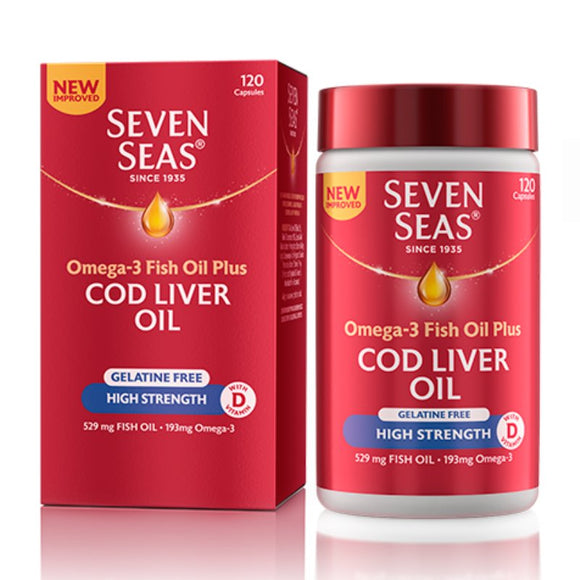 Seven Seas High Strength Cod Liver Oil Capsules 120 Pack - O'Sullivans Pharmacy - Vitamins - 5012335809307