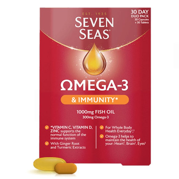 Seven Seas Omega 3 and Immunity 1000mg Fish Oil 30 Day Pack - O'Sullivans Pharmacy - Vitamins - 8006540002247