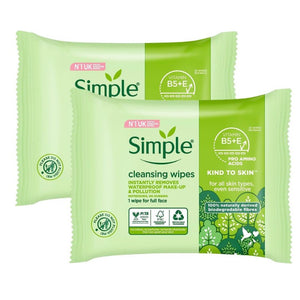 Simple Facial Cleansing Wipes Twinpack 2 x 25 Wipes - O'Sullivans Pharmacy - Skincare - 8720181270161