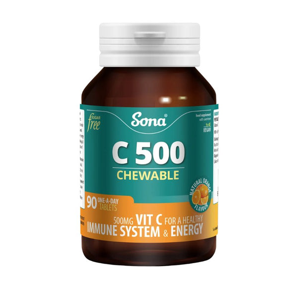 Sona C500 Chewable Vitamin C 500mg Tablets 90 Pack - O'Sullivans Pharmacy - Vitamins - 5390612008392