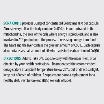 Sona CoQ10 30mg Capsules 30 Pack - O'Sullivans Pharmacy