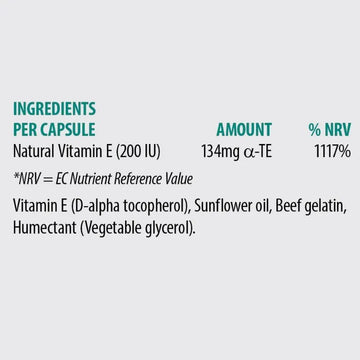 Sona E200 Natural Vitamin E Capsules 120 Pack - O'Sullivans Pharmacy