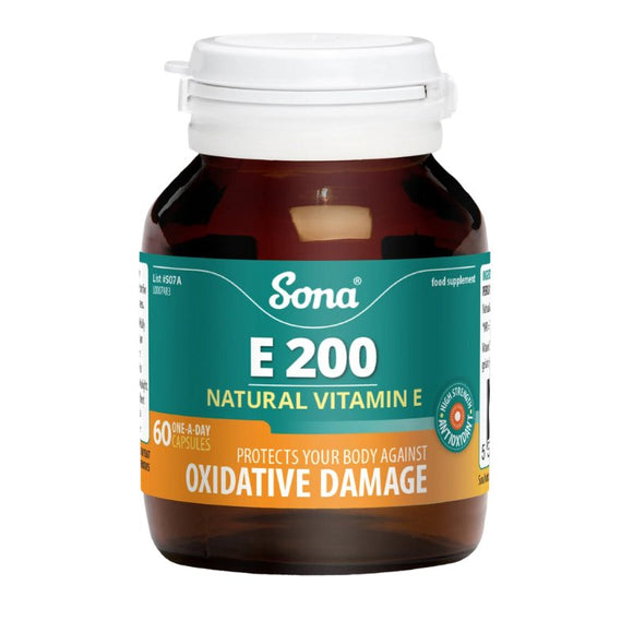 Sona E200 Natural Vitamin E Capsules 60 Pack - O'Sullivans Pharmacy - Vitamins - 5390612000709