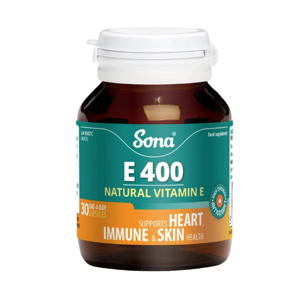 Sona E400 Natural Vitamin E Capsules 30 Pack - O'Sullivans Pharmacy - Vitamins - 5390612000747