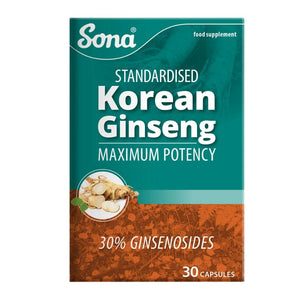 Sona Korean Ginseng Capsules 30 Pack - O'Sullivans Pharmacy - Vitamins - 5390612014218