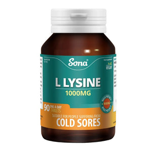 Sona L Lysine 1000mg Tablets 90 Pack - O'Sullivans Pharmacy - Vitamins - 5390612005100