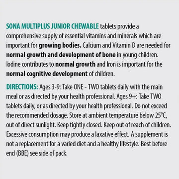 Sona Multiplus Junior Chewable Sugar Free Tablets 60 Pack - O'Sullivans Pharmacy