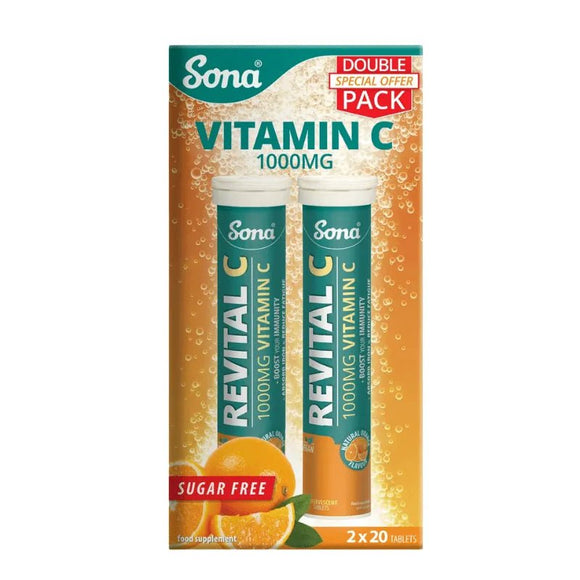 Sona Revital C Effervescent Double Pack Orange Flavour Tablets 2X20 Pk - O'Sullivans Pharmacy
