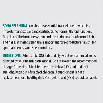 Sona Selenium 100ug Tablets 45 Pack - O'Sullivans Pharmacy - Vitamins - 5390612001508