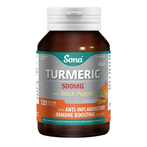 Sona Turmeric 500mg & Black Pepper Capsules 120 Pack - O'Sullivans Pharmacy - Vitamins - 5390612000112