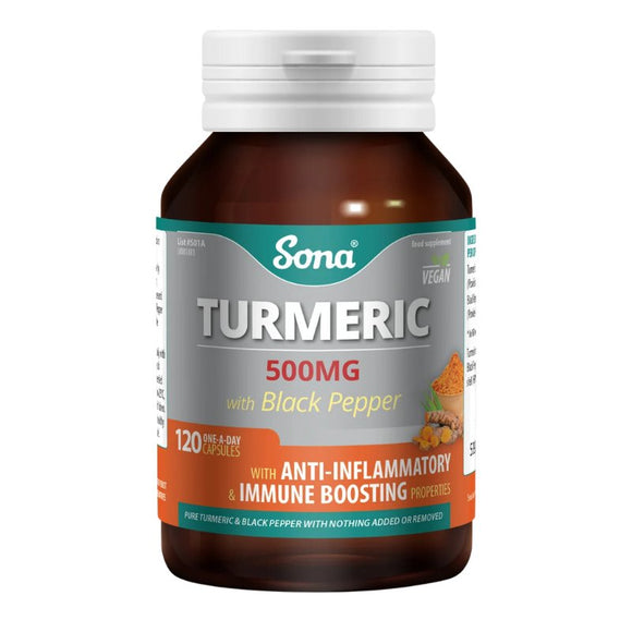 Sona Turmeric 500mg & Black Pepper Capsules 120 Pack - O'Sullivans Pharmacy - Vitamins - 5390612000112