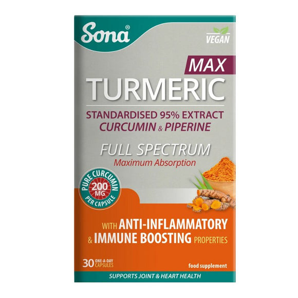 Sona Turmeric Max Capsules 30 Pack - O'Sullivans Pharmacy - Vitamins - 5390612000617