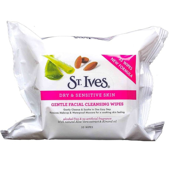 St Ives Sensitive Facial Cleansing Wipes 35 Pack - O'Sullivans Pharmacy - Skincare - 8712561241519