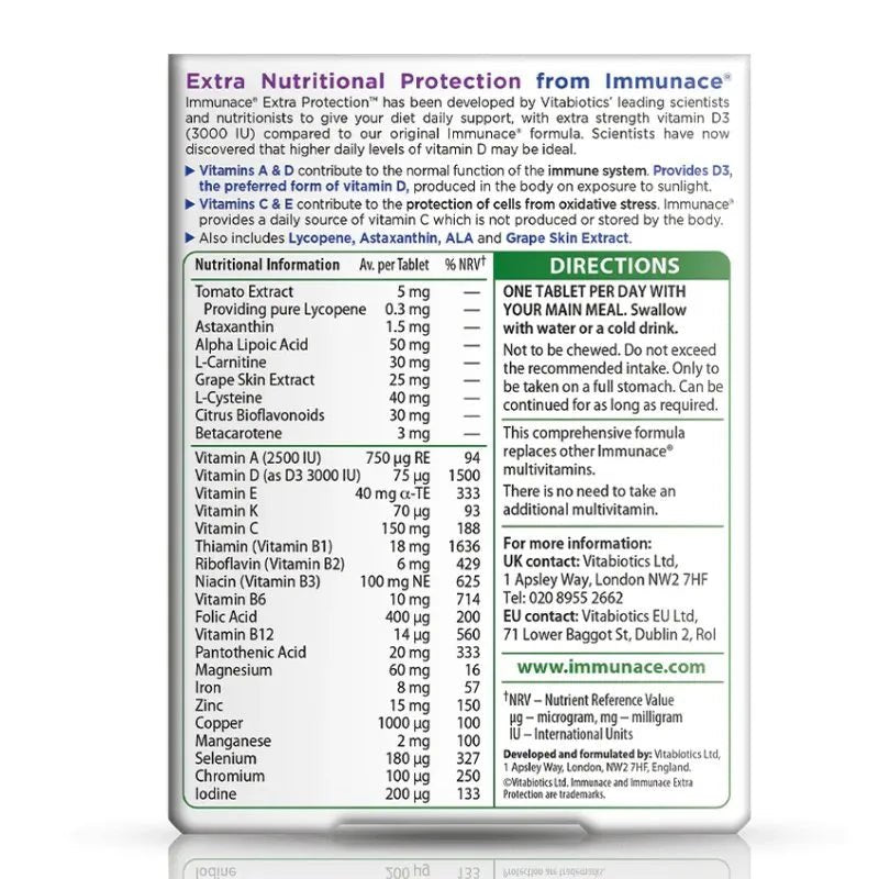 Vitabiotics Immunace Extra Protection Tablets 30 | O'Sullivans