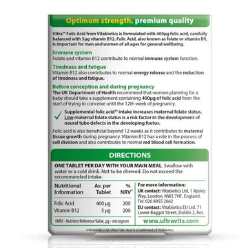 Vitabiotics Ultra Folic Acid Tablets 60 Pack - O'Sullivans Pharmacy