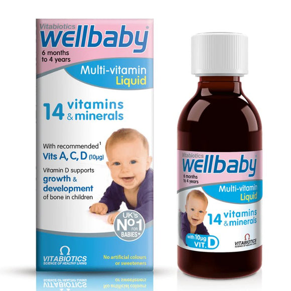 Vitabiotics Wellbaby Infant Liquid 6 Months to 4 Years 150ml - O'Sullivans Pharmacy - Vitamins - 5021265223855