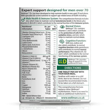 Vitabiotics Wellman 70+ Tablets 30 Pack - O'Sullivans Pharmacy