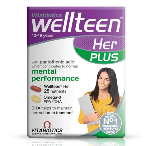 Vitabiotics Wellteen Her Plus Tablets 28 Tablets + 28 Capsules Pack - O'Sullivans Pharmacy
